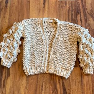 Goodnight Macaroon chunky knit cardigan pompoms